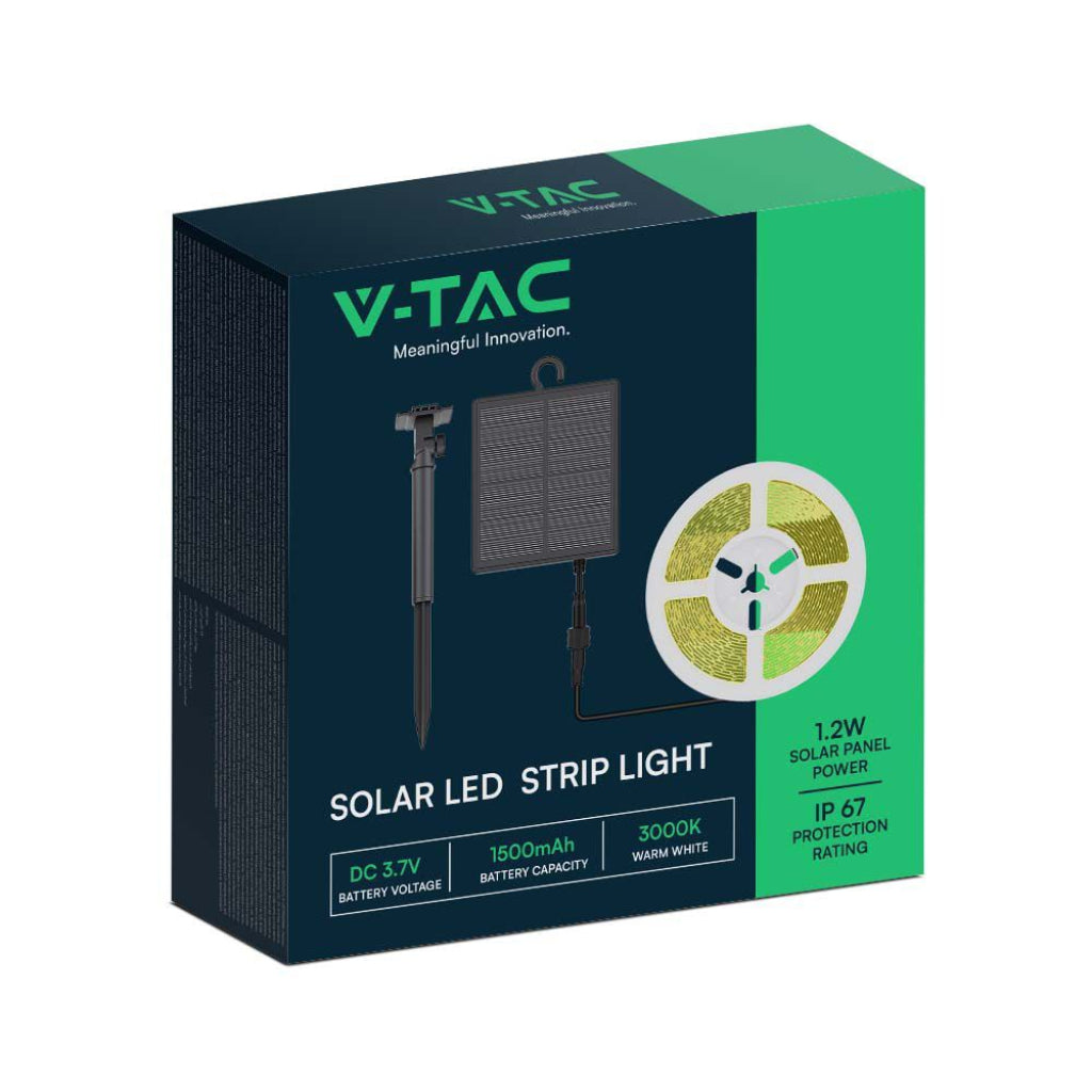 V-TAC Kit Strip LED SMD2835 con Pannello Solare 1.2W/m 4000K IP67 V-TAC Kit Strip LED SMD2835 con Pannello Solare 1.2W/m 4000K IP67